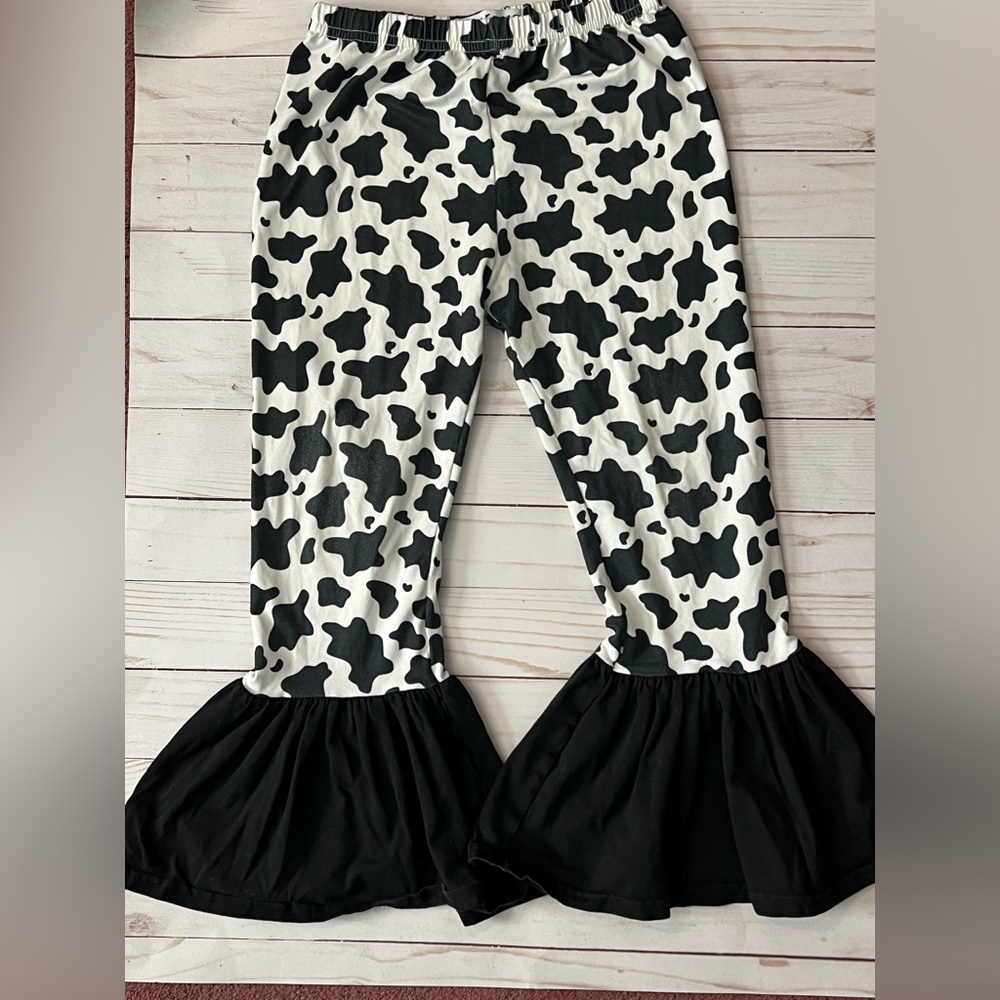 Kids Cow Print Bell Bottom Pants